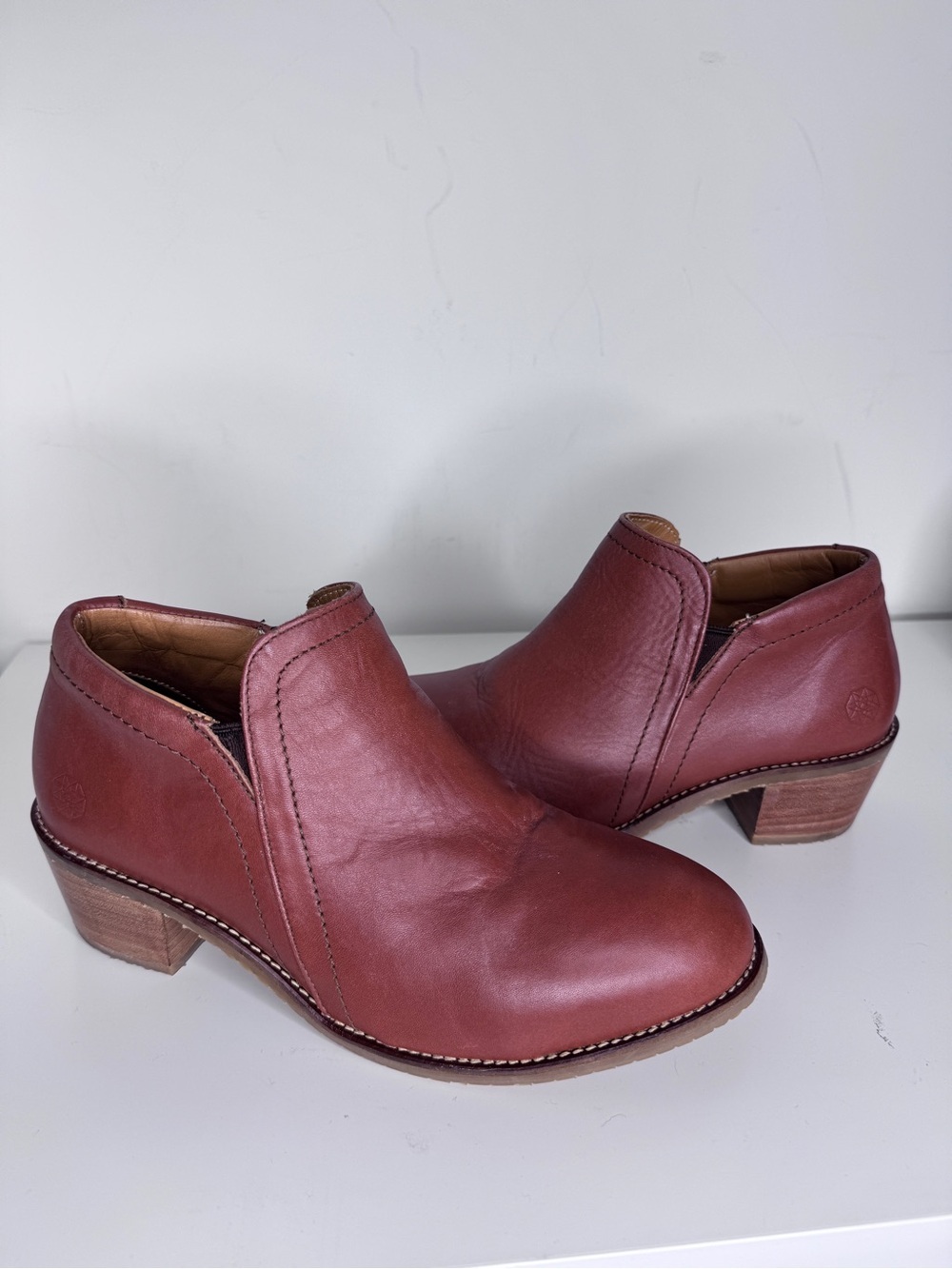 Xena Leather Ankle Booties in Cognac Brown - Gravity Safety Shoes